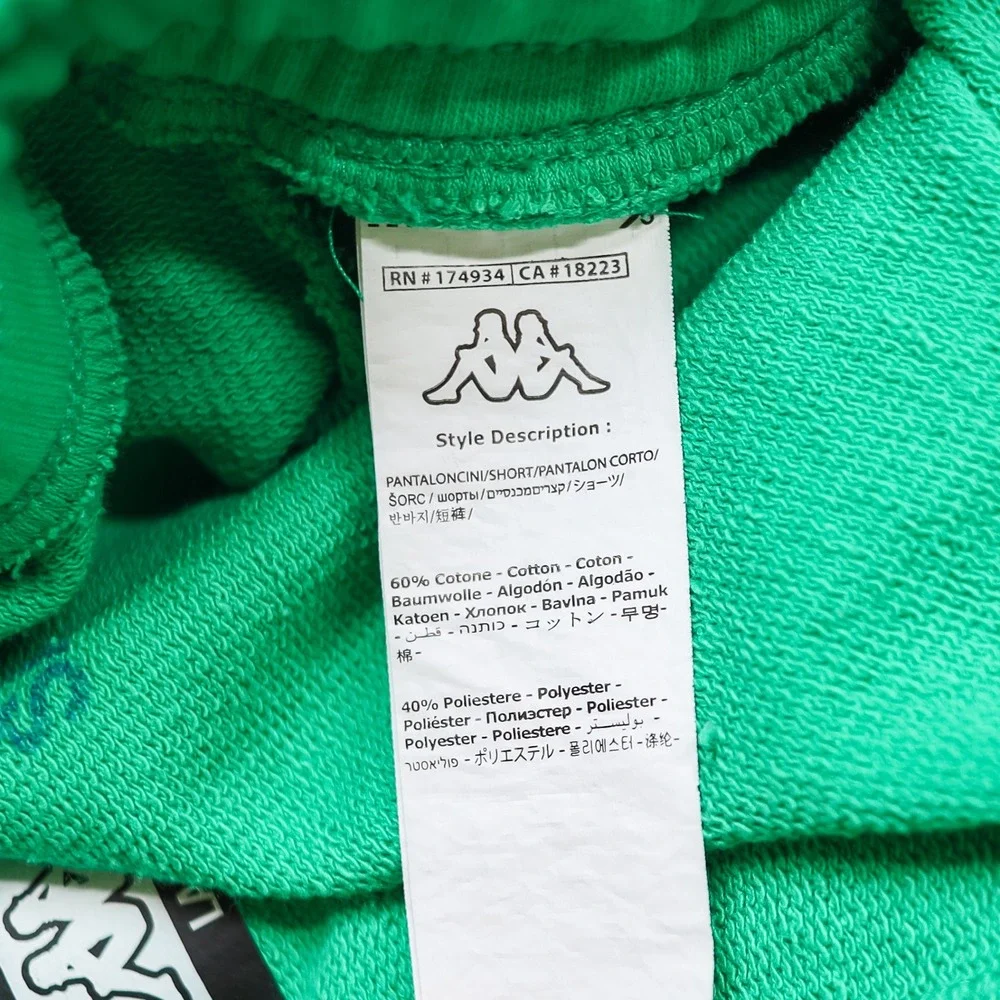 Kappa Tennis Club Shorts Men Large Green Pink Graphic Sample Athletic Drawstring